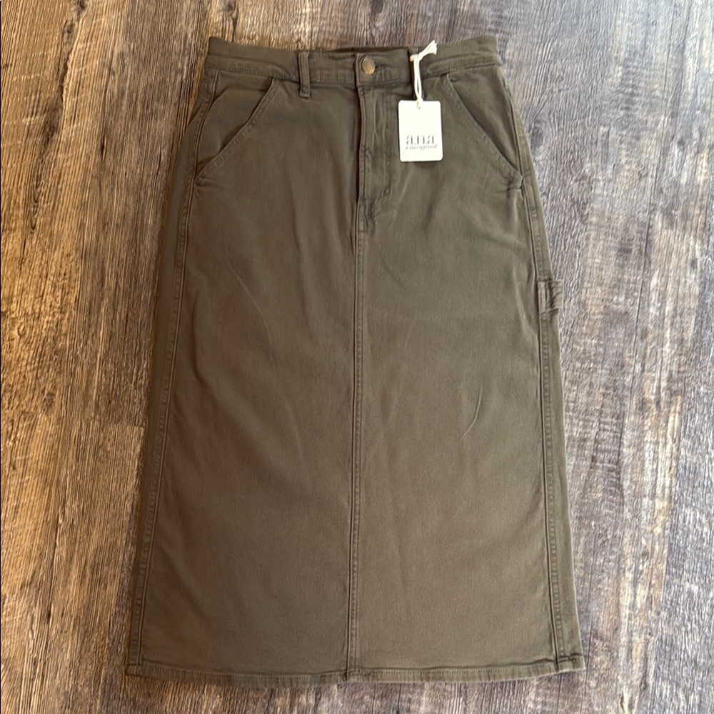 Olive Green Cargo Skirt